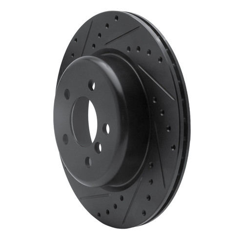 R1 11-16 BMW 535I Rear Left Drilled & Slotted Black Brake Rotor