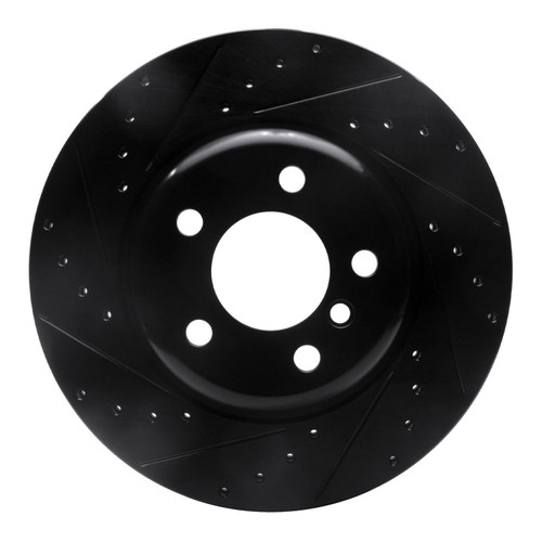 R1 11-16 BMW 528I xDrive Front Left Drilled & Slotted Black Brake Rotor