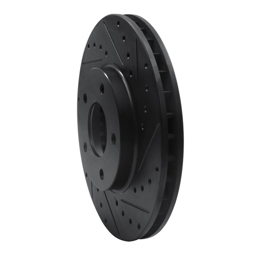 R1 97-03 Jaguar Vanden Plas Front Right Drilled & Slotted Black Brake Rotor