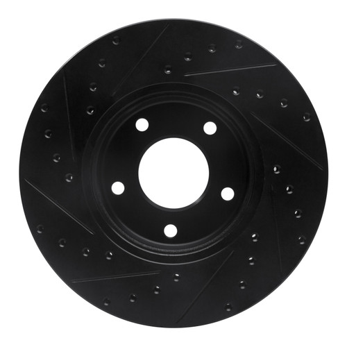 R1 97-03 Jaguar Vanden Plas Front Right Drilled & Slotted Black Brake Rotor