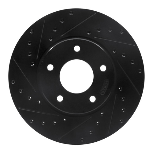 R1 97-03 Jaguar XJR Front Left Drilled & Slotted Black Brake Rotor