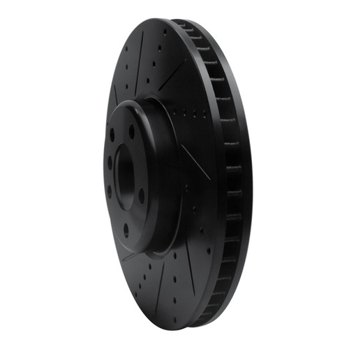 R1 10-18 BMW 535I GT Right Front Drilled & Slotted Black Brake Rotor