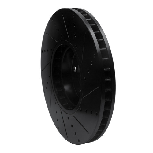 R1 10-18 BMW 535I GT Right Front Drilled & Slotted Black Brake Rotor