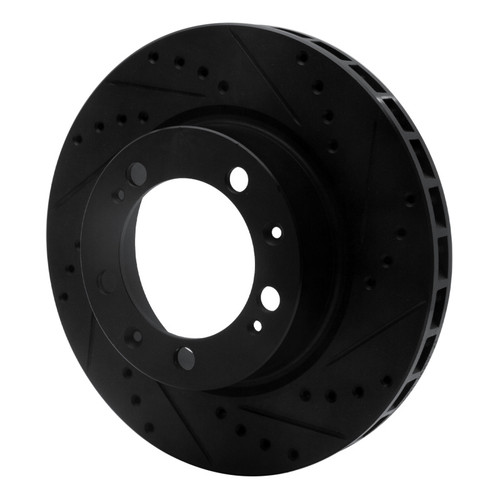 R1 86-91 Porsche 944 Except Turbo Left Front Drilled & Slotted Black Brake Rotor