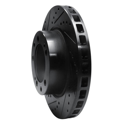 R1 86-91 Porsche 928 Right Front Drilled & Slotted Black Brake Rotor