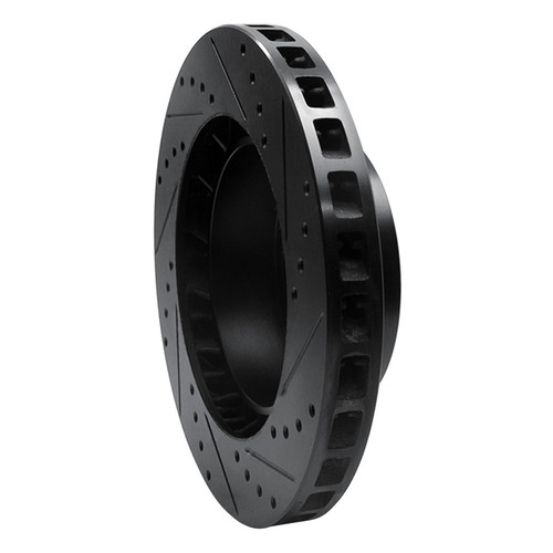 R1 86-91 Porsche 928 Right Front Drilled & Slotted Black Brake Rotor