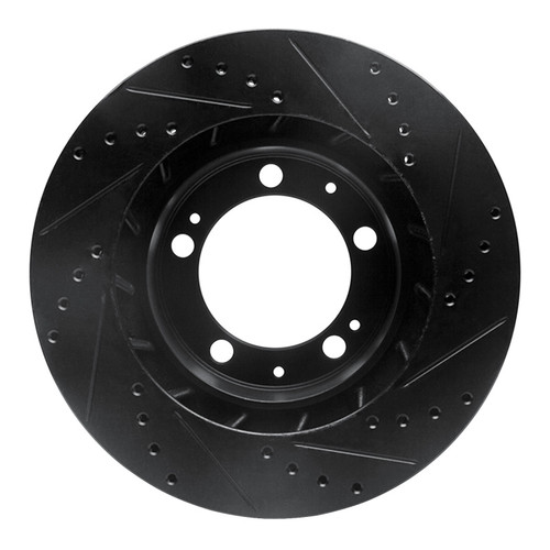 R1 86-91 Porsche 928 Right Front Drilled & Slotted Black Brake Rotor