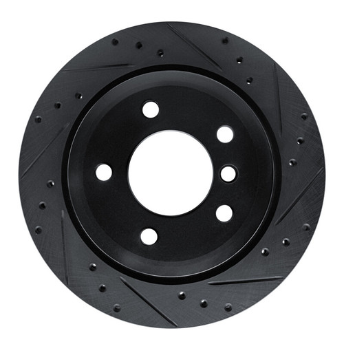 R1 09-16 BMW Z4 Rear Right Drilled & Slotted Black Brake Rotor