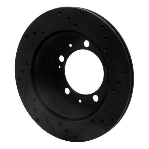 R1 77-88 Porsche 924 Rear Left Drilled & Slotted Black Brake Rotor