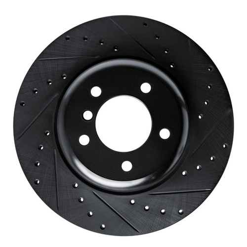 R1 09-16 BMW Z4 Front Right Drilled & Slotted Black Brake Rotor