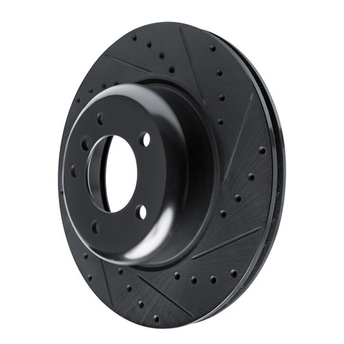 R1 09-16 BMW Z4 Front Right Drilled & Slotted Black Brake Rotor