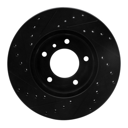 R1 90-97 Jaguar XJ6 Front Right Drilled & Slotted Black Brake Rotor