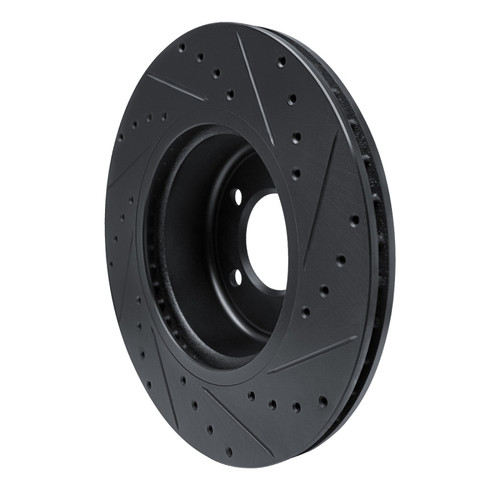 R1 09-16 BMW Z4 Front Left Drilled & Slotted Black Brake Rotor