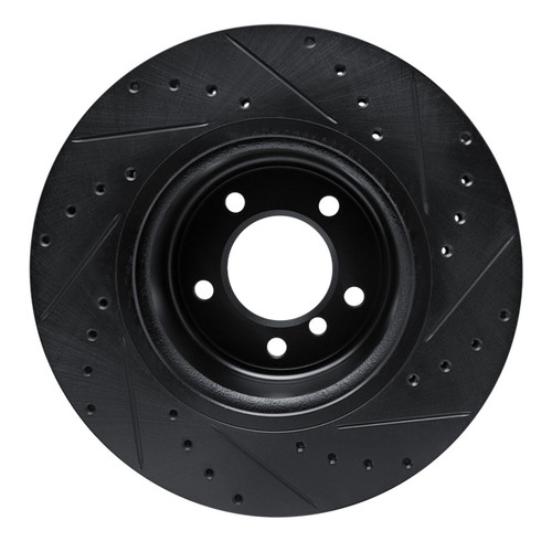 R1 09-16 BMW Z4 Front Left Drilled & Slotted Black Brake Rotor