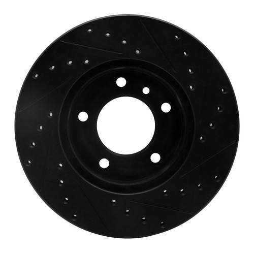 R1 90-97 Jaguar XJ6 Front Left Drilled & Slotted Black Brake Rotor