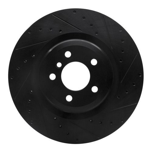 R1 09-19 BMW 760LI Rear Right Drilled & Slotted Black Brake Rotor