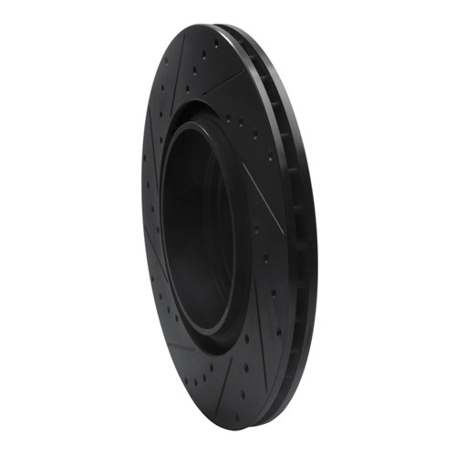 R1 09-19 BMW 760LI Rear Right Drilled & Slotted Black Brake Rotor