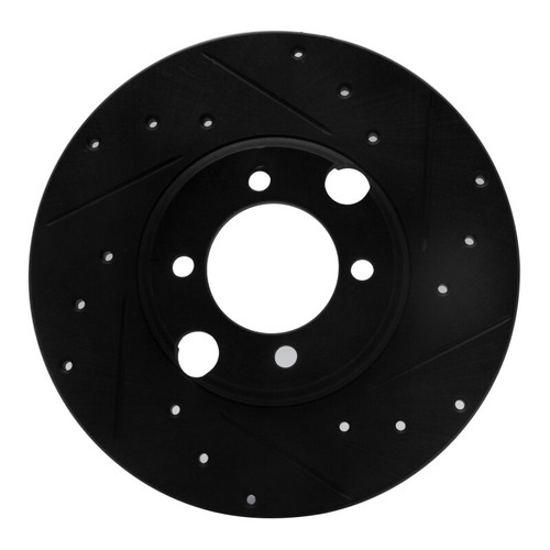R1 83-93 Jaguar XJRS Rear Right Drilled & Slotted Black Brake Rotor
