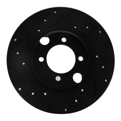 R1 83-93 Jaguar XJRS Rear Left Drilled & Slotted Black Brake Rotor