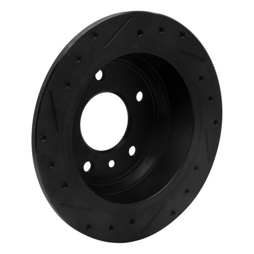 R1 86-89 Jaguar XJ12 Rear Right Drilled & Slotted Black Brake Rotor