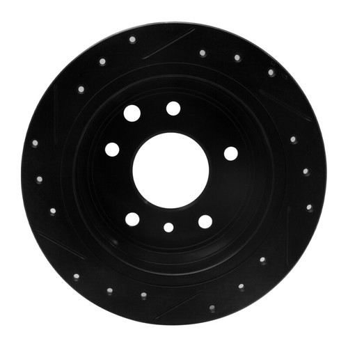 R1 86-89 Jaguar XJ12 Rear Right Drilled & Slotted Black Brake Rotor