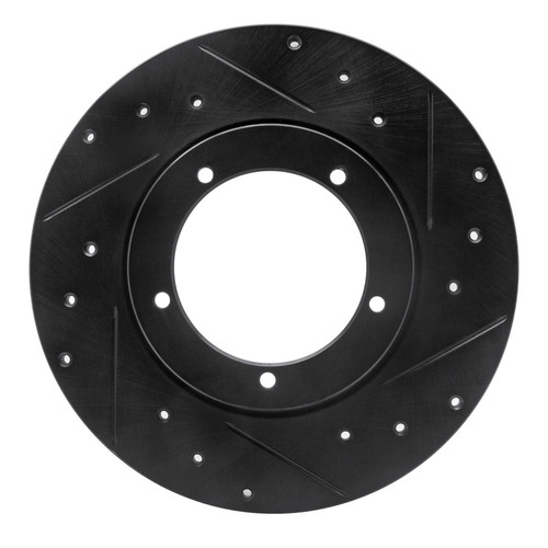 R1 65-76 Porsche 911 Front Right Drilled & Slotted Black Brake Rotor