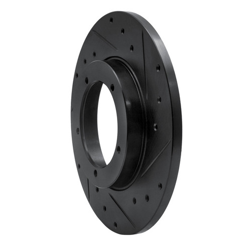 R1 65-76 Porsche 911 Front Right Drilled & Slotted Black Brake Rotor