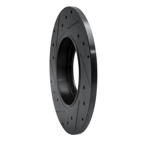 R1 65-76 Porsche 911 Front Right Drilled & Slotted Black Brake Rotor