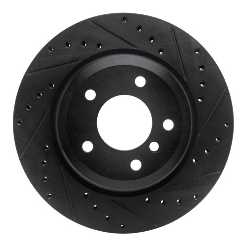 R1 08-13 BMW 135IS Rear Right Drilled & Slotted Black Brake Rotor