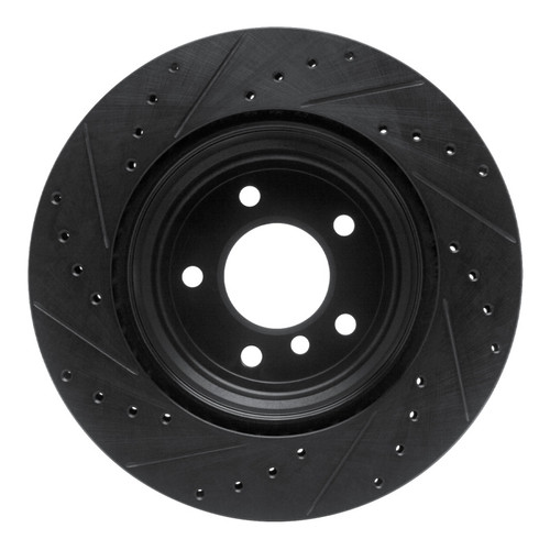 R1 08-13 BMW 135IS Rear Right Drilled & Slotted Black Brake Rotor
