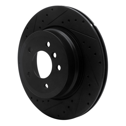 R1 08-13 BMW 135I Rear Left Drilled & Slotted Black Brake Rotor