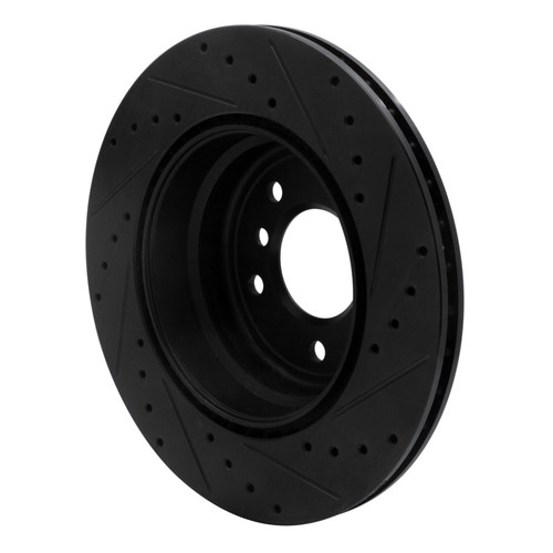 R1 08-13 BMW 135I Rear Left Drilled & Slotted Black Brake Rotor