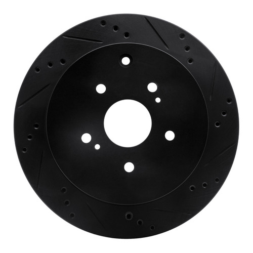 R1 09-17 Suzuki Grand Vitara Rear Right Drilled & Slotted Black Brake Rotor
