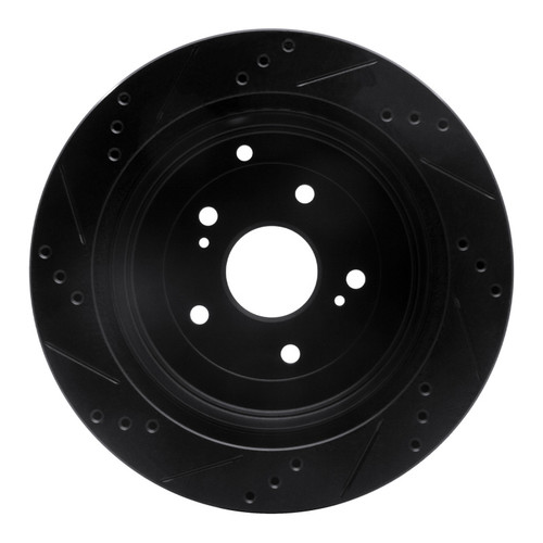 R1 09-17 Suzuki Grand Vitara Rear Right Drilled & Slotted Black Brake Rotor