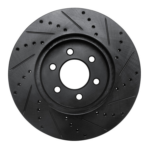 R1 03-03 Dodge Durango Front Left Drilled & Slotted Black Brake Rotor