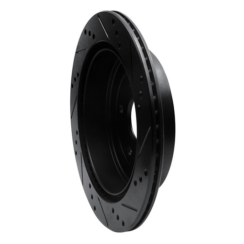 R1 09-17 Suzuki Grand Vitara Rear Left Drilled & Slotted Black Brake Rotor