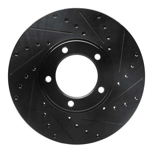 R1 71-97 Jaguar XJ12 Front Right Drilled & Slotted Black Brake Rotor