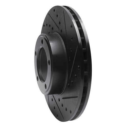 R1 71-97 Jaguar XJ12 Front Right Drilled & Slotted Black Brake Rotor