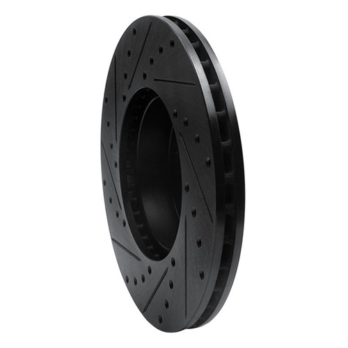 R1 71-97 Jaguar XJ12 Front Right Drilled & Slotted Black Brake Rotor