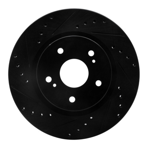 R1 06-17 Suzuki Grand Vitara Front Left Drilled & Slotted Black Brake Rotor