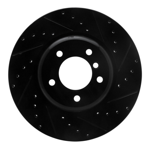 R1 06-13 BMW 135IS Front Right Drilled & Slotted Black Brake Rotor