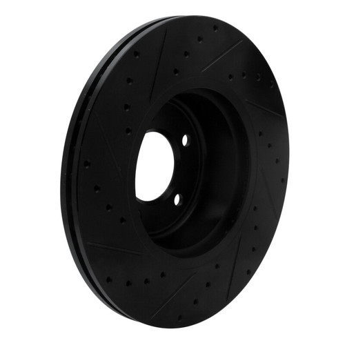 R1 06-13 BMW 135IS Front Right Drilled & Slotted Black Brake Rotor