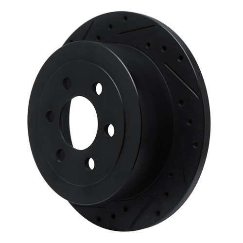 R1 03-04 Dodge Dakota 4WD Rear Left Drilled & Slotted Black Brake Rotor