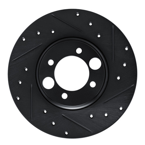 R1 62-87 Jaguar Mark X Rear Right Drilled & Slotted Black Brake Rotor