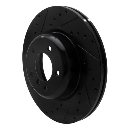 R1 06-13 BMW 135I Front Left Drilled & Slotted Black Brake Rotor