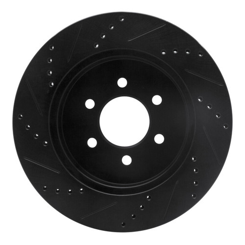 R1 03-04 Dodge Dakota 4WD Front Right Drilled & Slotted Black Brake Rotor