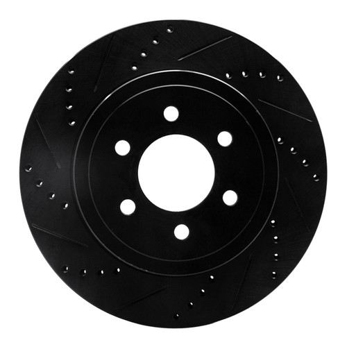 R1 03-04 Dodge Dakota 4WD Front Left Drilled & Slotted Black Brake Rotor