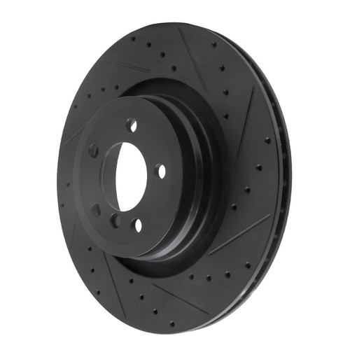 R1 07-08 BMW ALPINA B7 Rear Right Drilled & Slotted Black Brake Rotor