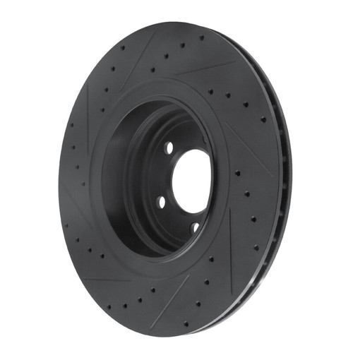 R1 07-08 BMW ALPINA B7 Rear Right Drilled & Slotted Black Brake Rotor