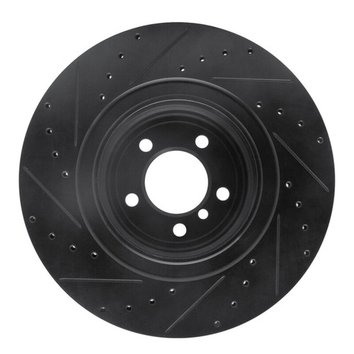 R1 07-08 BMW ALPINA B7 Rear Right Drilled & Slotted Black Brake Rotor